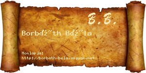 Borbáth Béla névjegykártya