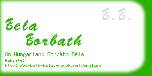 bela borbath business card